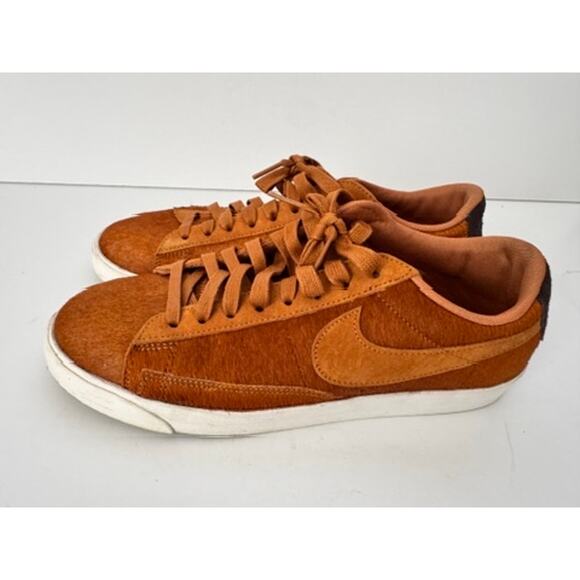 *rare* NIKE Women’s 8 Blazer Low Sneakers  Brown Pony Hair Leather Retro Casual - Picture 2 of 9